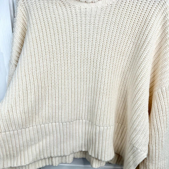 Madewell Women's Ivory Turtleneck Sweater Size L Long Sleeve Boxy Knit Cropped - Picture 7 of 12